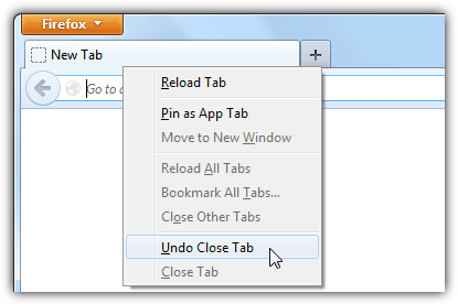 Firefox Undo Close Tab