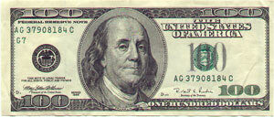 Ben Franklin 100 dolarů