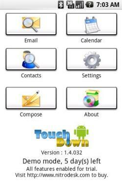 Google Android G1 で TouchDown 経由で提供される Exchange サポート