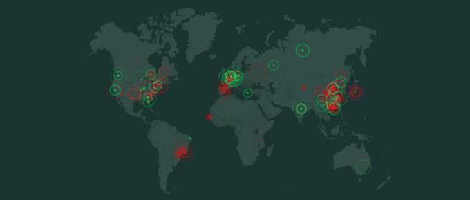 Pasaules karte DDoS kiberglobuss