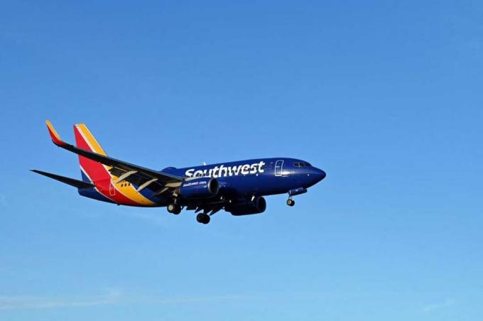 Lietadlo spoločnosti Southwest Airlines vo vzduchu