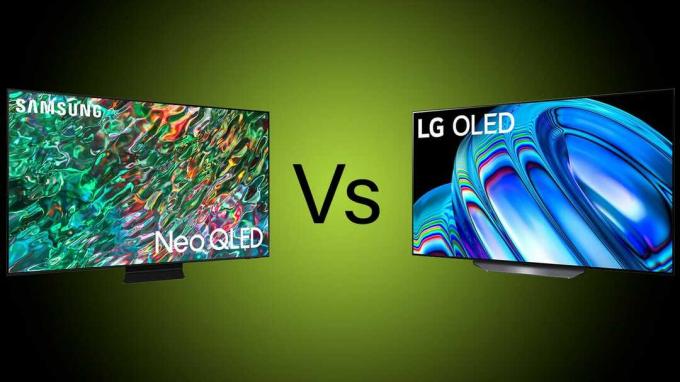 Slika Neo QLED-a i OLED TV-a u suprotnom scenariju